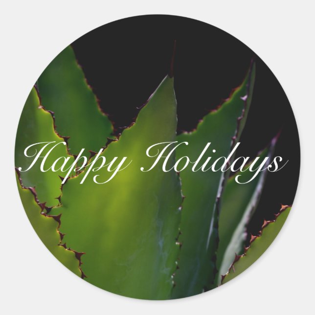 Happy Holidays Agave Classic Round Sticker (Front)