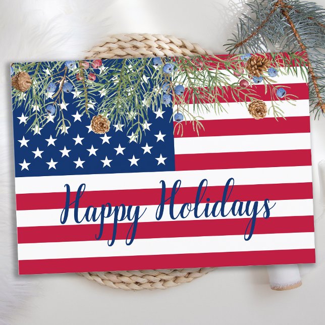 Happy Holidays American Flag Patriotic Corporate Holiday Card (Creator Uploaded)