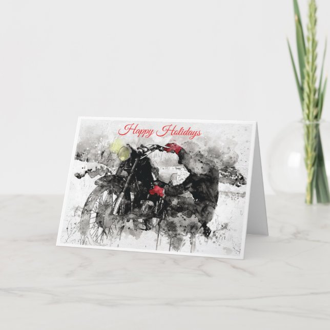 Happy Holidays and Smooth Ride Biker Card (Front)