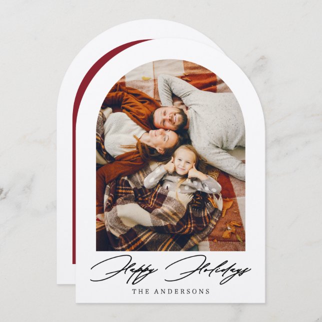 Happy Holidays Arch Photo Christmas Holiday Card (Front/Back)