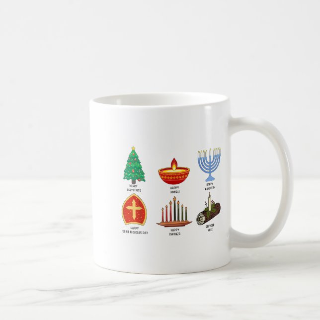 Happy Holidays Around The World Multicultural Cele Coffee Mug (Right)