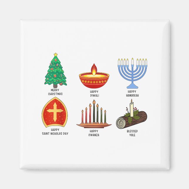 Happy Holidays Around The World Multicultural Cele Magnet (Front)