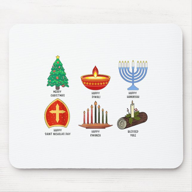 Happy Holidays Around The World Multicultural Cele Mouse Pad (Front)