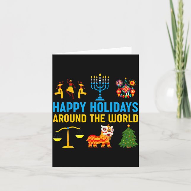 Happy Holidays Around The World Multicultural Matc Card (Front)