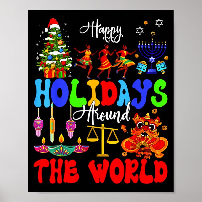 Happy Holidays Around World Matching Family Vacati Poster (Front)