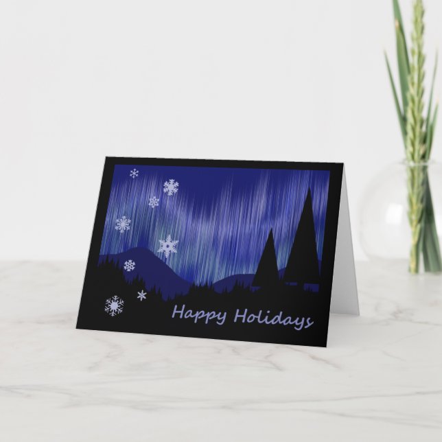 Happy Holidays - Aurora Borealis Holiday Card (Front)