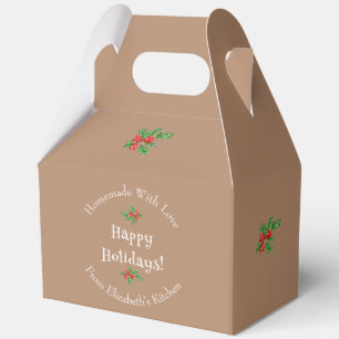 Happy Holidays Baking Gift Brown Editable Favour Box