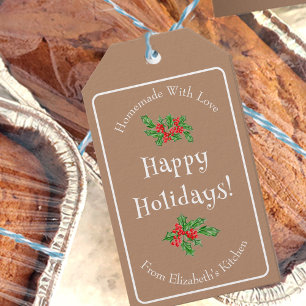 Happy Holidays Baking Gift Brown Editable Gift Tags