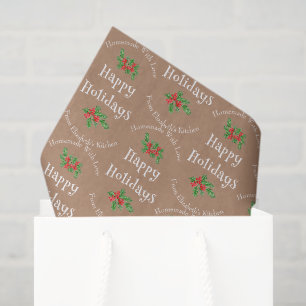 Happy Holidays Baking Gift Brown Editable Tissue Paper
