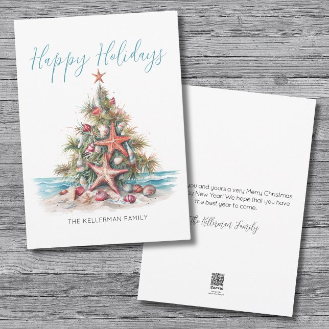 Happy Holidays Beach Christmas Tree Holiday Card (Happy Holidays Beach Christmas Tree Holiday Card)