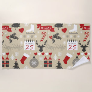 Happy Holidays Beach Towel