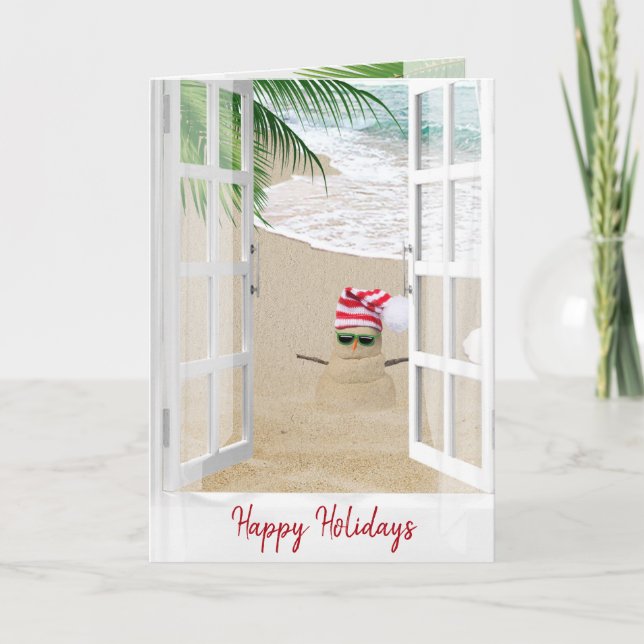 Happy Holidays Beach Window  Card (Front)