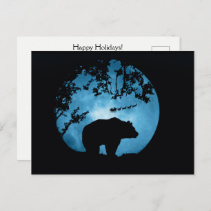 Happy Holidays Bear and Santa Postcard