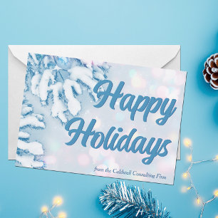 Happy Holidays Beautiful Blue Winter Snowflakes Holiday Card