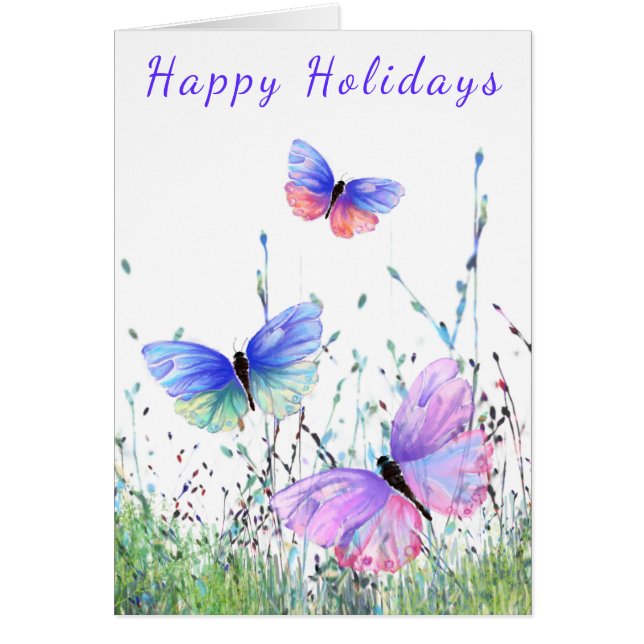 Happy Holidays - Beautiful Butterflies Flying (Front)