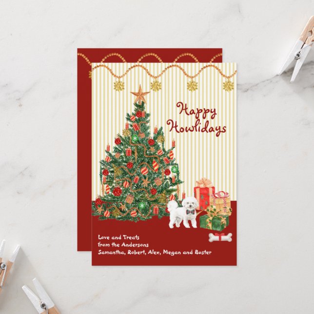 Happy Holidays Bichon Frise Christmas (Front/Back In Situ)