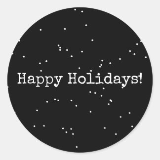 Happy Holidays Black and White Minimalist  Classic Round Sticker