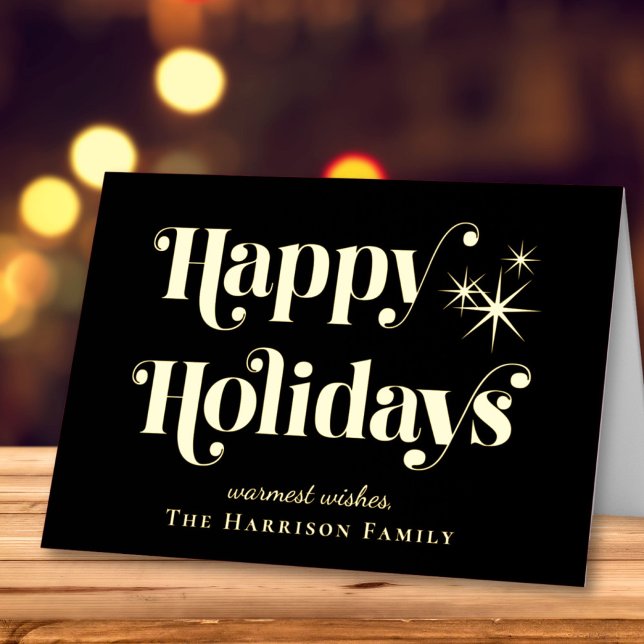 Happy Holidays Black Christmas Foil Holiday Card (Creator Uploaded)