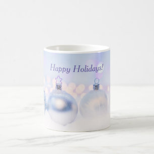 Happy Holidays Blue Baubles Christmas Coffee Mug