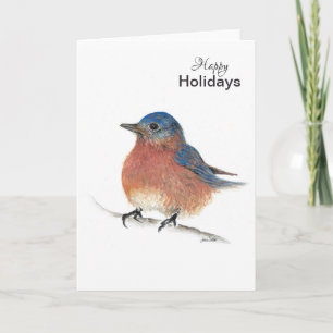 Happy Holidays Blue Bird Card