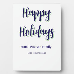 Happy holidays blue green Christmas stylish modern Plaque
