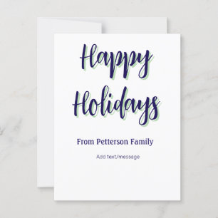 Happy holidays blue green Christmas stylish modern Postcard