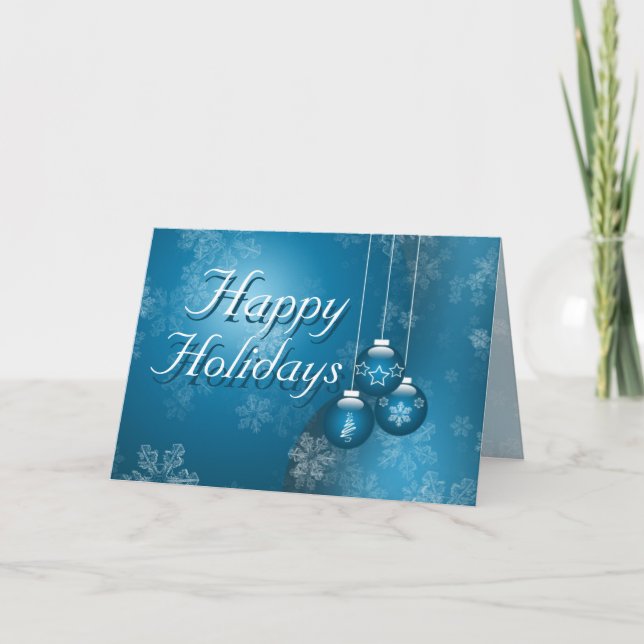 Happy Holidays Blue Holiday Card (Front)