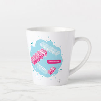 Happy Holidays, Blue & Pink Latte Mug