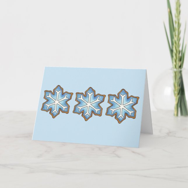 Happy Holidays Blue Snowflake Christmas Hanukkah Holiday Card (Front)