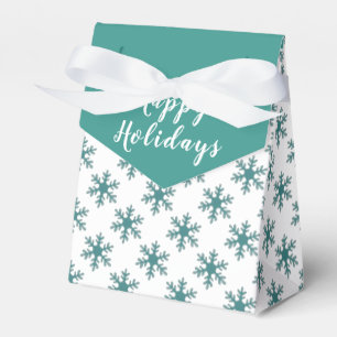 Happy Holidays Blue Snowflake Pattern Favour Box