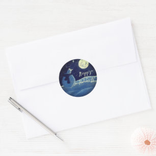 Happy Holidays Blue Whimsical Snowman Sticker