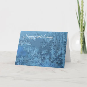 Happy Holidays Blue Winter Frost Holiday Card