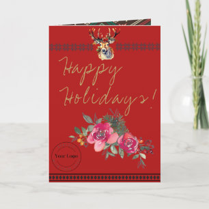 Happy Holidays Boho Business Logo Greeting Card