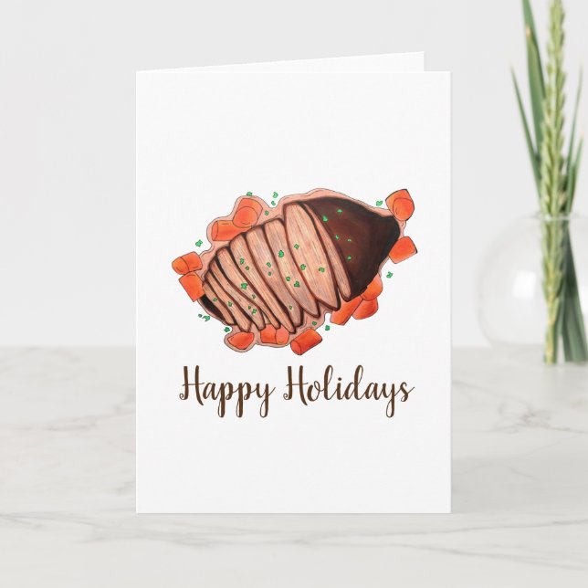 Happy Holidays Braised Beef Brisket Jewish Cuisine Card (Front)