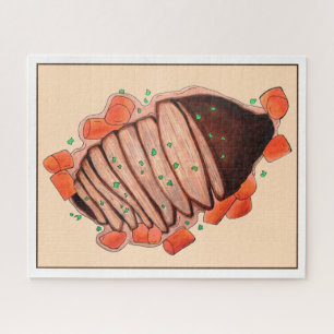 Happy Holidays Braised Beef Brisket Jewish Cuisine Jigsaw Puzzle