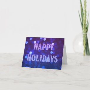 Happy Holidays Bright Blue Bokeh Holiday Card