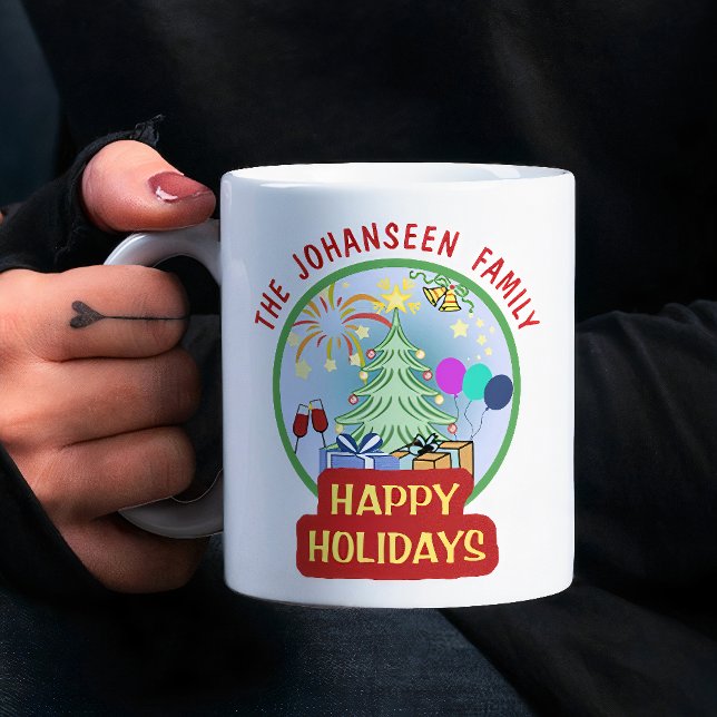 Happy Holidays Bright Colourful Bold Typography Coffee Mug (Creator Uploaded)