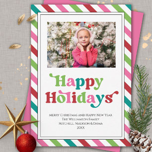 Happy Holidays Bright Fun Holiday Christmas Photo Card