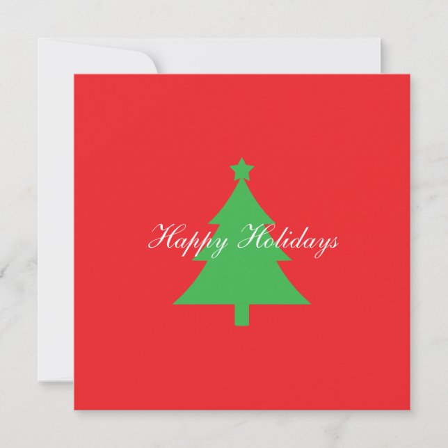 Happy Holidays Bright Red Christmas New Year Card (Front)