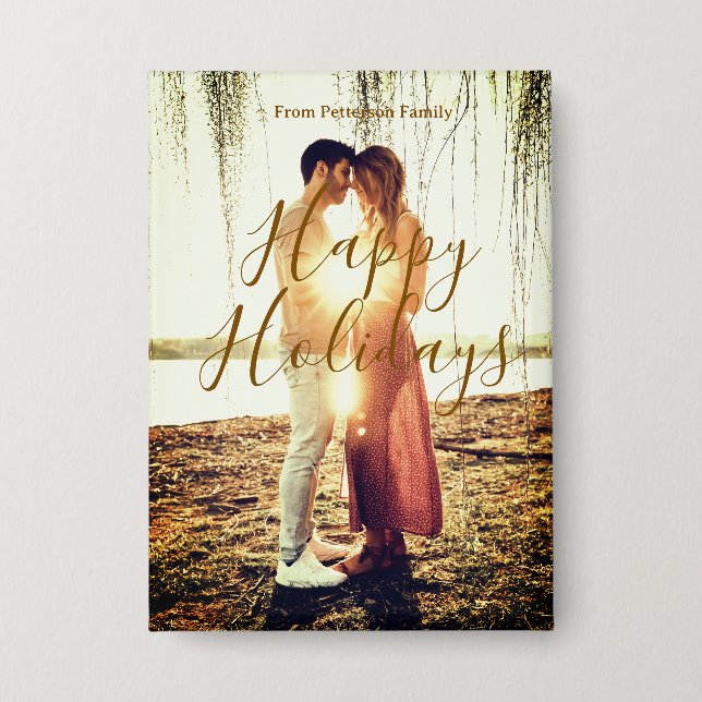 Happy holidays brown add couple photo name date mo (Front)