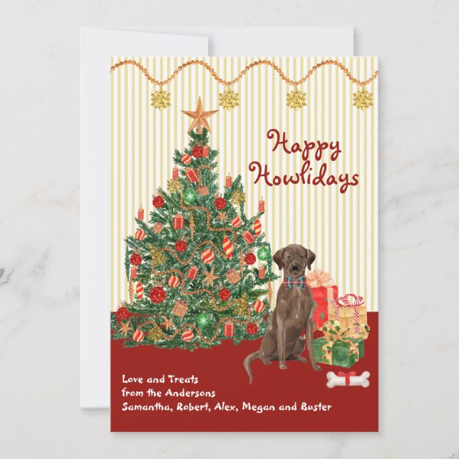 Happy Holidays Brown Labrador Retriever Tree (Front)
