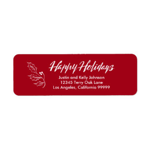 Happy Holidays Brush Calligraphy Return Address Label