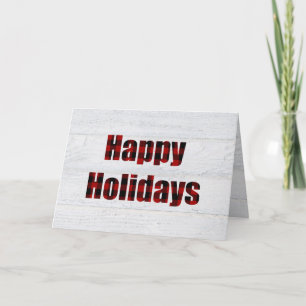 Happy Holidays buffalo plaid Card