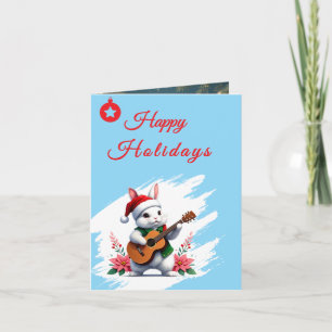 Happy Holidays Bunny Christmas Ornaments Holiday Card