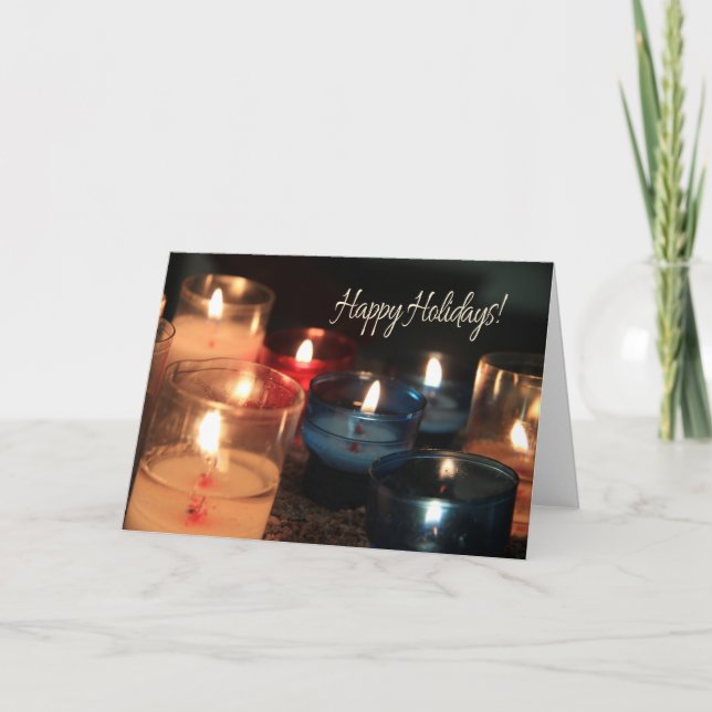 Happy Holidays Burning candles christmas Holiday Card (Front)