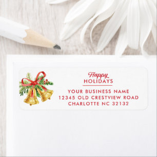 Happy Holidays Business Bells Return Address Label