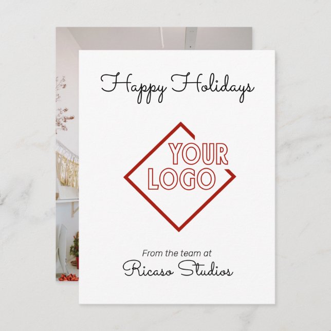 Happy Holidays Business Corporation Logo Card (Front/Back)