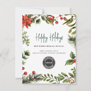 Happy Holidays Business Logo Christmas Holiday Card