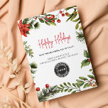 Happy Holidays Business Logo Christmas Party Card<br><div class="desc">Personalised Logo Business Christmas Holidays Card that you can easily customise for your customers</div>