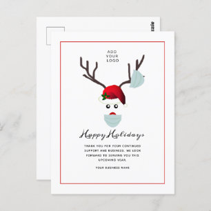 Happy Holidays Business Logo Christmas Reindeer Postcard